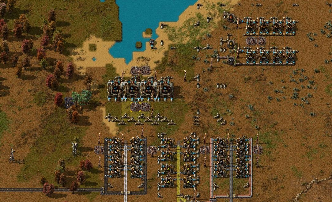 Factorio How to use a bus and basic factory expansion - Placement of the Oil Refinery - 140B07E