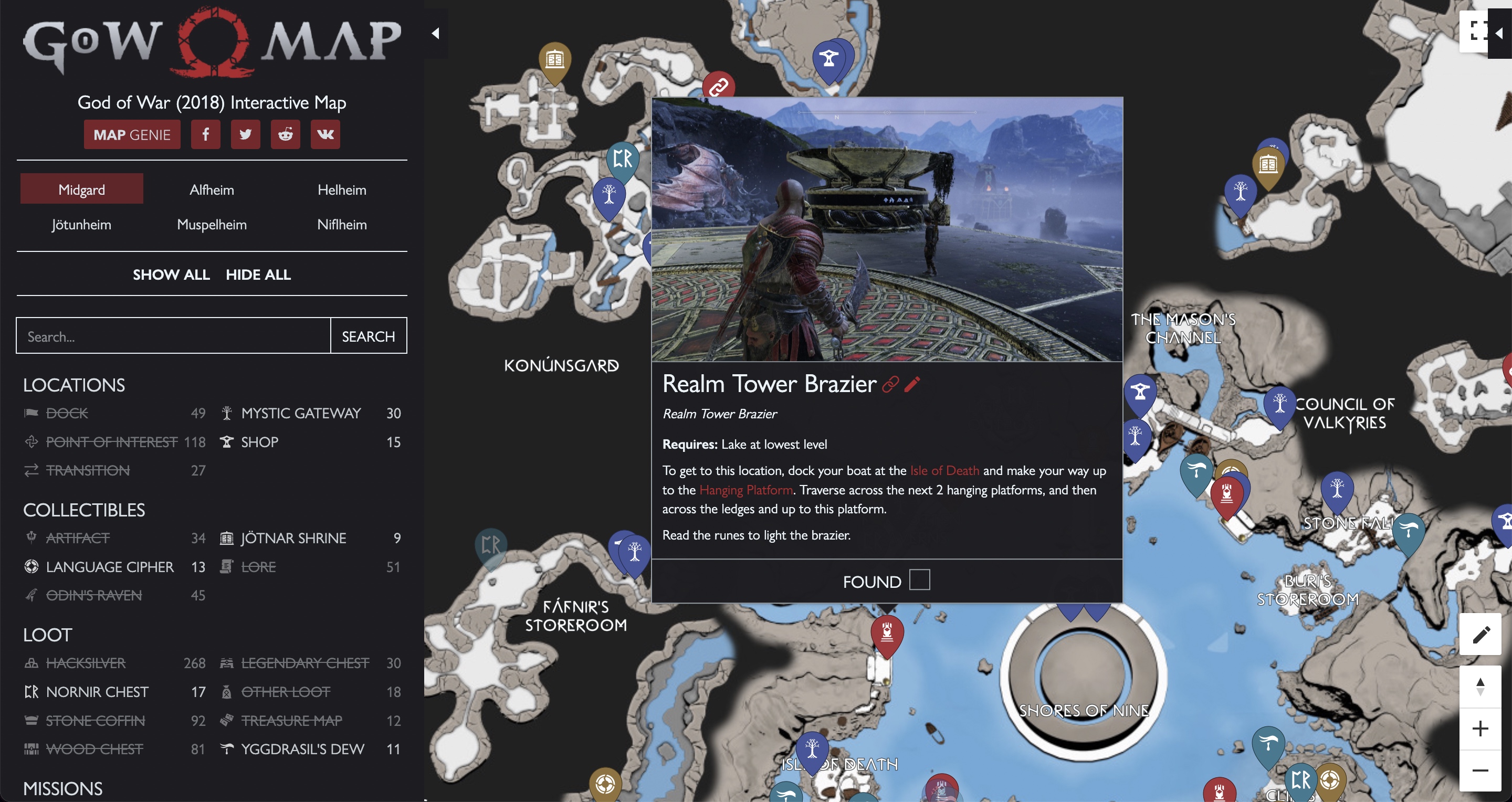 God of War Interactive Map Guide & Walkthrough - GoW Interactive Map - CFB54D8