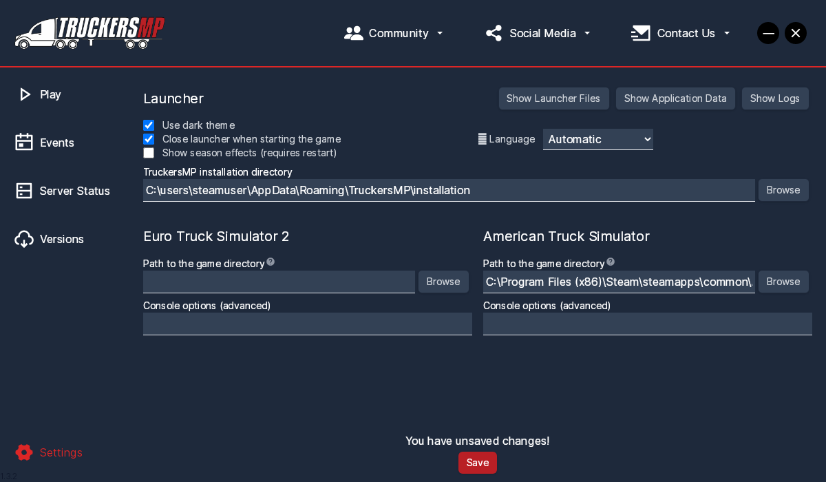 Euro Truck Simulator 2 How to install and run TruckersMP on Linux - Configuration - D7736F6
